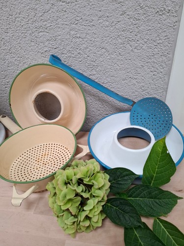 Konvolut emaille beige blau - konvolut,