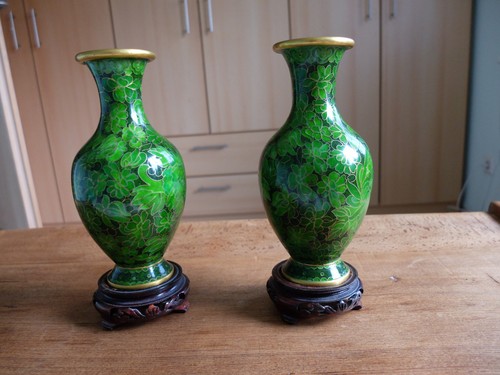 Vintage cloisonné vasen - 2,