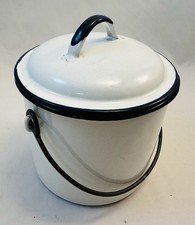 Weißer Emaille Topf- Gefäss-