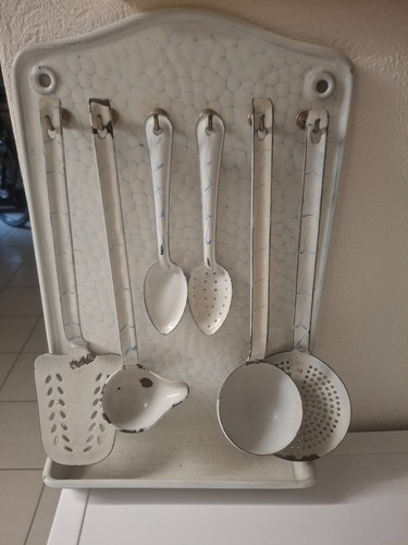 Altes löffelblech aus emaille - altes,