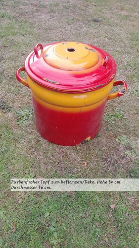 Grosser emaille topf mit - emaille,